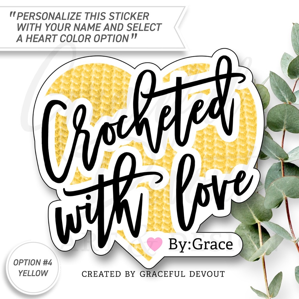 Crocheted With Love - 2" (inches)(48ct.) Stickers - Picture 5 of 8
